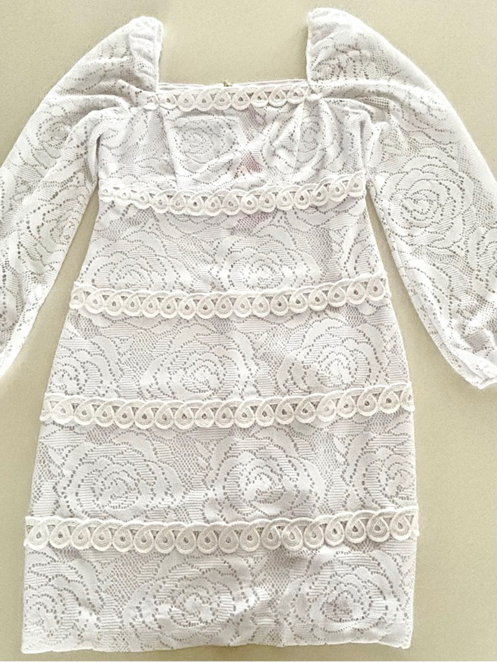 Lilly Pulitzer Zoella Dress White Lace NWT Size 8 Long Puff Sleeve